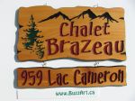 Two part cottage sign family name mountains trees street Address sign